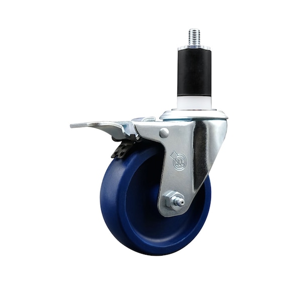 4'' SS Solid Poly Swivel 1-1/2'' Expanding Stem Caster Total Lock Brake